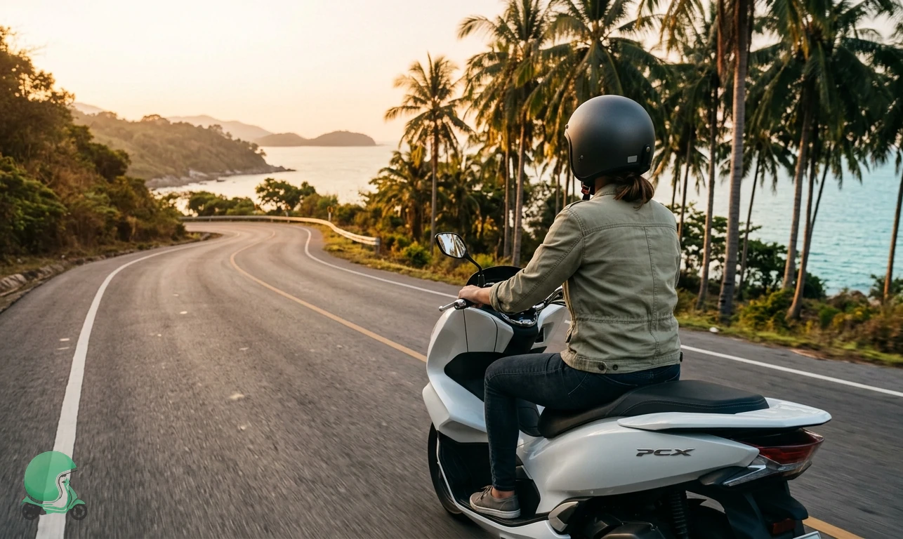 Rider exploring coastal Thailand on a rental scooter - Thai Bike blog guides, routes, and comparisons