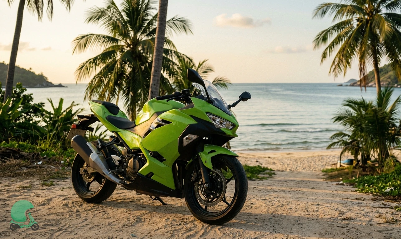 Ready to ride the Kawasaki Ninja 400 in Koh Phangan
