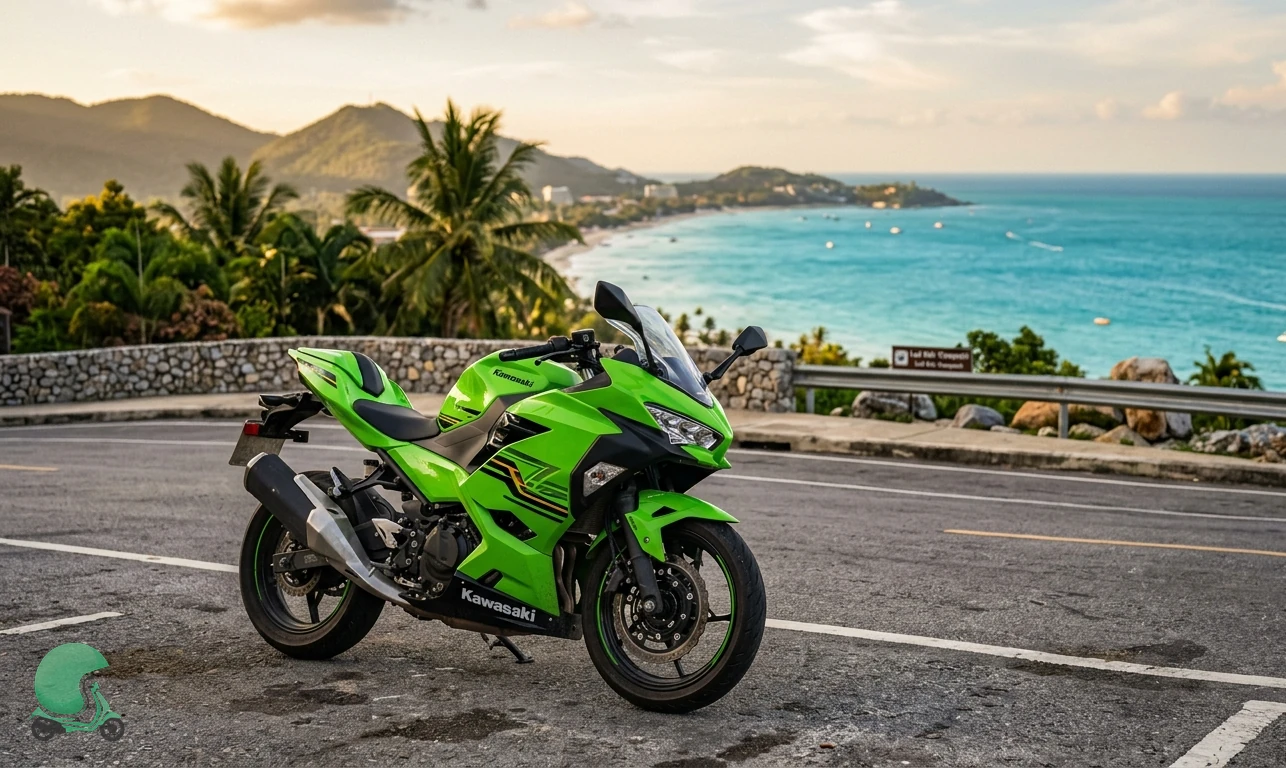 Ready to ride the Kawasaki Ninja 400 in Koh Samui