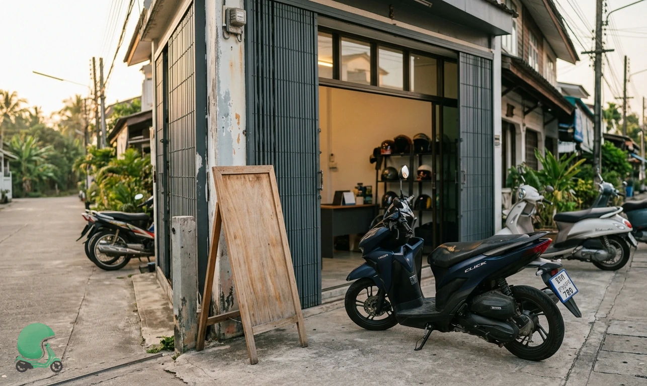 Tidy Thai rental shop signage in the morning light - Thai Bike terms of service
