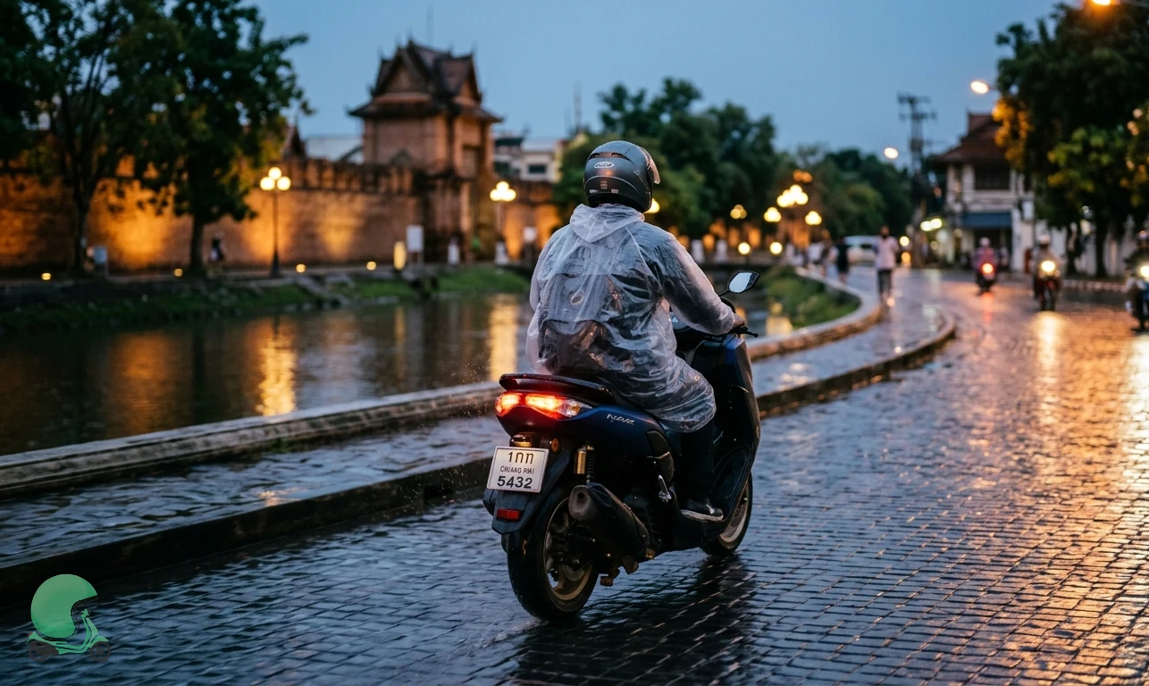Riding a Scooter in Thailand's Rainy Season