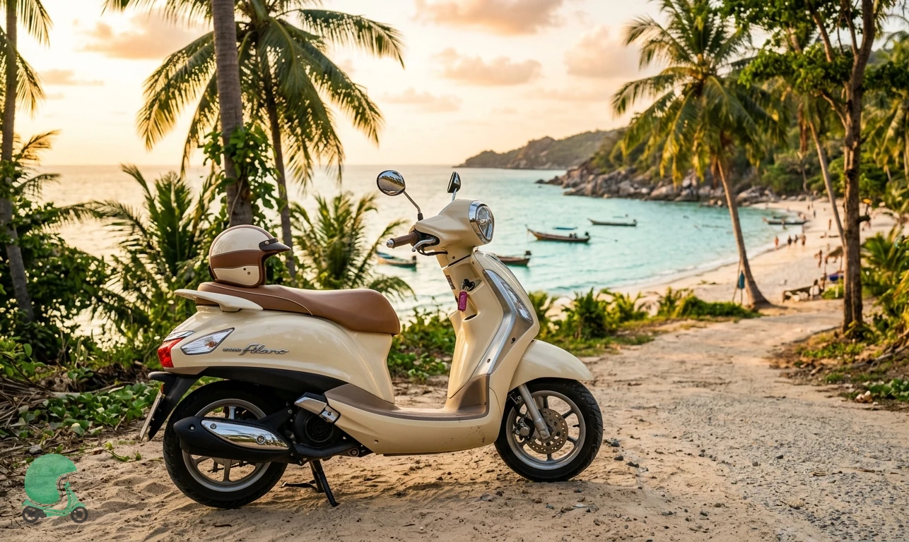 Ready to ride the Yamaha Filano in Koh Phangan
